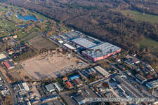 Vue aérienne de Chantier du nouveau centre logistique de Hornbach Essingen à le quartier Dreihof in Essingen dans le département Rhénanie-Palatinat, Allemagne