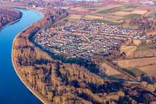 Vue oblique de Quartier Rheinhausen in Oberhausen-Rheinhausen dans le département Bade-Wurtemberg, Allemagne