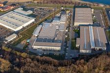 Photographie aérienne de Faurecia Interior Systems GmbH ; Groke Doors GmbH, usine Hagenbach à Hagenbach dans le département Rhénanie-Palatinat, Allemagne
