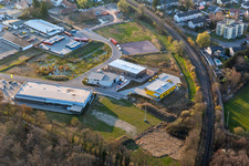 Vue aérienne de LORETH GmbH, Edeka Burger, Police fédérale et quartier général des colis à Kandel dans le département Rhénanie-Palatinat, Allemagne