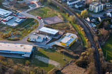 Vue aérienne de LORETH GmbH, Edeka Burger, Police fédérale et quartier général des colis à Kandel dans le département Rhénanie-Palatinat, Allemagne