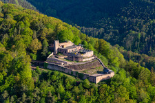 Vue aérienne de Ruines du château de Rietburg à le quartier Rhodt in Rhodt unter Rietburg dans le département Rhénanie-Palatinat, Allemagne