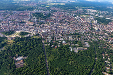 Vue aérienne de Weststadt, Südweststadt à le quartier Südweststadt in Karlsruhe dans le département Bade-Wurtemberg, Allemagne