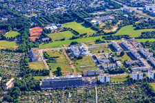 Parc technologique Karlsruhe à le quartier Rintheim in Karlsruhe dans le département Bade-Wurtemberg, Allemagne depuis l'avion