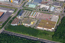 Vue aérienne de BAUHAUS Rastatt à le quartier Rauental in Rastatt dans le département Bade-Wurtemberg, Allemagne