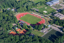 Vue aérienne de Stade Bienwald rénové à Kandel dans le département Rhénanie-Palatinat, Allemagne