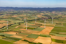 Vue aérienne de Parc éolien Freckenfeld à Freckenfeld dans le département Rhénanie-Palatinat, Allemagne