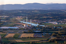Vue aérienne de Site de la centrale électrique GI Pleinting à le quartier Pleinting in Vilshofen an der Donau dans le département Bavière, Allemagne
