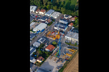 Vue aérienne de SCHWAB GmbH dans le parc industriel Liedolsheim SW à le quartier Liedolsheim in Dettenheim dans le département Bade-Wurtemberg, Allemagne