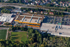 Vue aérienne de Maximiliancenter Maxau avec la quincaillerie Globus Wörth à le quartier Maximiliansau in Wörth am Rhein dans le département Rhénanie-Palatinat, Allemagne