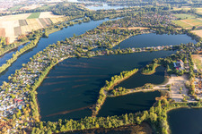 Vue aérienne de Zone de loisirs Blue Adriatic, camping dans la migration des carpes à Altrip dans le département Rhénanie-Palatinat, Allemagne