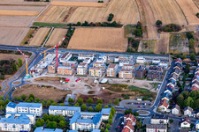 Vue aérienne de Nouveau complexe résidentiel Emil-Wachter-Straße Mörsch à le quartier Mörsch in Rheinstetten dans le département Bade-Wurtemberg, Allemagne