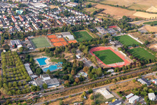 Vue aérienne de Centre sportif, TSG Bruchsal 1846 eV à Bruchsal dans le département Bade-Wurtemberg, Allemagne