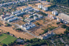 Parc technologique Karlsruhe à le quartier Rintheim in Karlsruhe dans le département Bade-Wurtemberg, Allemagne vue du ciel