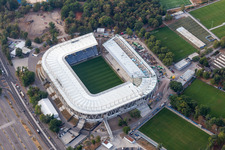 Nouveau chantier du Wildparkstadion du Karlsruher Sport-Club GmbH & Co. KGaA à le quartier Innenstadt-Ost in Karlsruhe dans le département Bade-Wurtemberg, Allemagne hors des airs