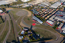 Vue aérienne de Circuit de Formule 1 Ferrari, Pista di Fiorano près de Maranello/Émilie-Romagne à Fiorano Modenese dans le département Modena, Italie