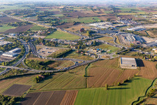 Vue aérienne de Sortie d'autoroute Casello Autostradale Modena Nord de l'Autostrada del Sole à Modena dans le département Modena, Italie