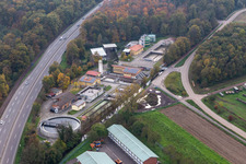 Vue aérienne de Usine de traitement des eaux usées à Kandel dans le département Rhénanie-Palatinat, Allemagne