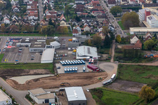 Zone commerciale de la Lauterburger Straße à Kandel dans le département Rhénanie-Palatinat, Allemagne d'en haut