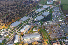 Vue aérienne de Dépôt Sud de la Bundeswehr à le quartier Knielingen in Karlsruhe dans le département Bade-Wurtemberg, Allemagne