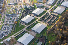 Vue oblique de Dépôt Sud de la Bundeswehr à le quartier Knielingen in Karlsruhe dans le département Bade-Wurtemberg, Allemagne