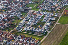 Vue oblique de Nouvelle zone de développement à Sandblatt à Hatzenbühl dans le département Rhénanie-Palatinat, Allemagne