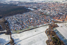 Vue aérienne de Anneau sud en hiver avec de la neige à Rülzheim dans le département Rhénanie-Palatinat, Allemagne
