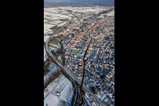 Photographie aérienne de De l'ouest en hiver quand il y a de la neige à Rülzheim dans le département Rhénanie-Palatinat, Allemagne