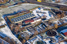 Vue aérienne de Centrale thermique Vulcan en hiver avec de la neige à Insheim dans le département Rhénanie-Palatinat, Allemagne