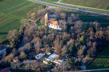 Vue aérienne de Église protestante Wollmesheim à le quartier Wollmesheim in Landau in der Pfalz dans le département Rhénanie-Palatinat, Allemagne