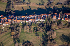 Vue aérienne de Ludwigstrasse à Hinterstädel à Jockgrim dans le département Rhénanie-Palatinat, Allemagne