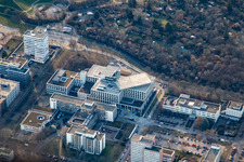 Vue aérienne de Cliniques chrétiennes ViDia à le quartier Südweststadt in Karlsruhe dans le département Bade-Wurtemberg, Allemagne