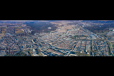 Vue aérienne de Panorama depuis le sud-ouest à le quartier Beiertheim-Bulach in Karlsruhe dans le département Bade-Wurtemberg, Allemagne