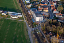 Photographie aérienne de Nouvelle construction d'un appartement adapté à l'âge au passage à niveau à le quartier Schaidt in Wörth am Rhein dans le département Rhénanie-Palatinat, Allemagne