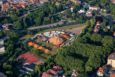 Vue aérienne de Cirque aux étangs à poissons à Quedlinburg dans le département Saxe-Anhalt, Allemagne