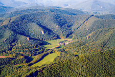 Vue aérienne de Bärenbrunnerhof dans la vallée de Bärenbrunner à Busenberg dans le département Rhénanie-Palatinat, Allemagne