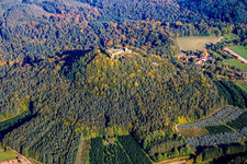 Vue aérienne de Ruines de Lindelbrunn à Darstein dans le département Rhénanie-Palatinat, Allemagne