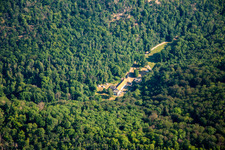 Vue aérienne de Thalmühle dans le Selketal à le quartier Meisdorf in Falkenstein dans le département Saxe-Anhalt, Allemagne