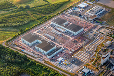 Vue aérienne de TransnetBW GmbH, sous-station CC à Philippsburg dans le département Bade-Wurtemberg, Allemagne