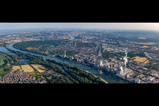 Vue aérienne de Au sud dans la boucle du Rhin depuis le sud derrière le GKM à le quartier Almenhof in Mannheim dans le département Bade-Wurtemberg, Allemagne