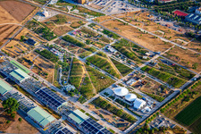 Vue aérienne de TERRAIN EXPÉRIMENTAL au Parc Spinelli de l'Exposition Fédérale de Jardinage Mannheim BUGA 2023 à le quartier Käfertal in Mannheim dans le département Bade-Wurtemberg, Allemagne