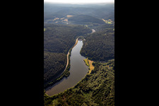 Vue aérienne de Réservoir de Marbach à le quartier Hetzbach in Oberzent dans le département Hesse, Allemagne