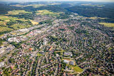 Vue aérienne de Aperçu général à le quartier Stockheim in Michelstadt dans le département Hesse, Allemagne
