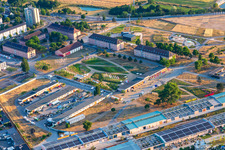 Espace d'accueil du Parc Spinelli de l'Exposition fédérale de jardinage Mannheim BUGA 2023 à le quartier Feudenheim in Mannheim dans le département Bade-Wurtemberg, Allemagne hors des airs