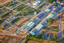 Vue aérienne de TERRAIN EXPÉRIMENTAL au Parc Spinelli au Salon fédéral des jardins Mannheim BUGA 2023 à le quartier Feudenheim in Mannheim dans le département Bade-Wurtemberg, Allemagne