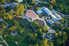 Vue aérienne de Jardin botanique du Luisenpark, dans le cadre du Salon fédéral des jardins BUGA23 2023 à le quartier Oststadt in Mannheim dans le département Bade-Wurtemberg, Allemagne