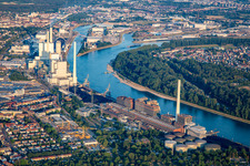 Vue aérienne de Grande centrale électrique Mannheim GKM du nord à le quartier Neckarau in Mannheim dans le département Bade-Wurtemberg, Allemagne