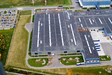 Vue aérienne de Zone industrielle d'Oberwald. Europack à Wörth am Rhein dans le département Rhénanie-Palatinat, Allemagne