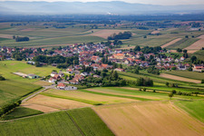 Vue oblique de Oberlauterbach dans le département Bas Rhin, France
