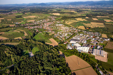 Vue aérienne de Du sud-ouest à le quartier Scherzheim in Lichtenau dans le département Bade-Wurtemberg, Allemagne